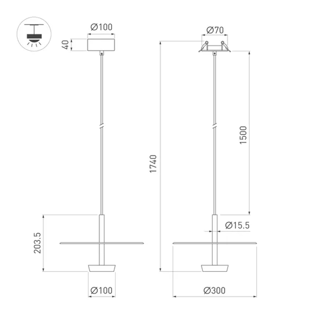 Светильник SP-CAMPANA-HANG-D300-9W Warm3000 (BK, 130 deg, 230V) (Arlight, IP20 Металл, 5 лет) 059595