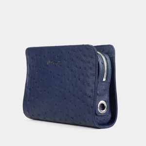 Сумка Emilie из кожи страуса, синего цвета