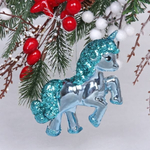 Ёлочная игрушка "Сказочный единорог" 9*3*10 см, голубой (Серпантин)