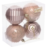 Набор шаров «Зимний коллаж» 7 см (в наборе 4 шт), Шампань