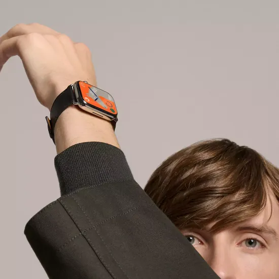 Apple Watch Hermès Series 9 45mm Silver Stainless Steel Case with Single Tour Deployment Buckle Noir