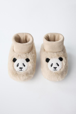 ZARA ДОМАШНИЕ ТАПОЧКИ «ПАНДА», ЭКРЮ