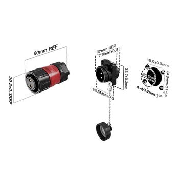 Водонепроницаемый разъем Cnlinko YM-20 4Pin Male+Female IP68