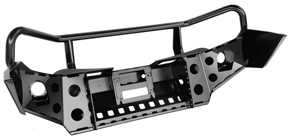 Бампер силовой передний Mitsubishi L200 2015-2019 с доп. фарами, защитной дугой и защитой бачка омывателя РИФ