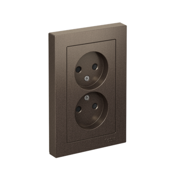 Розетка 2-м СП AtlasDesign 16А IP20 без заземл. защ. шторки в сборе мокко SE ATN000622