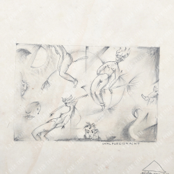 [Ню] Штайнер Роберт. Обнаженная с закинутыми за голову руками. Двусторонний рисунок. Карандаш. 1947