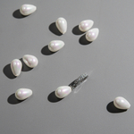 Хрустальный жемчуг, оттенок "Белый", полупросверленная капля, 9,4*6,2мм