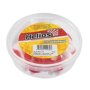 Виброхвост несъедоб. Vigor 3,75'/9.5 см White & Red 20шт. (HS-6-003-N-20) Helios