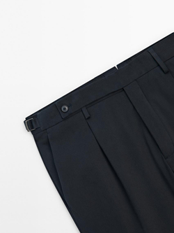 Massimo Dutti Костюмные брюки из смесового хлопка, темно-синий