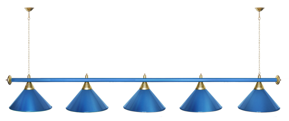 Лампа STARTBILLIARDS 5 пл. (плафоны зеленые,штанга зеленая,фурнитура золото)