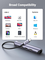 Конвертер USB 3.1(m) Type C на HDMI/LAN/USB 3.0 HUB 2 port/Type C PD 100W UGREEN 10919