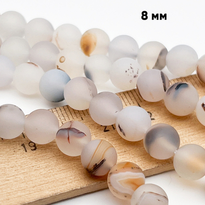Халцедон матовый бусины, размер около 8,1-8,3 мм, цена за 22-23 шт (1/2 нити)