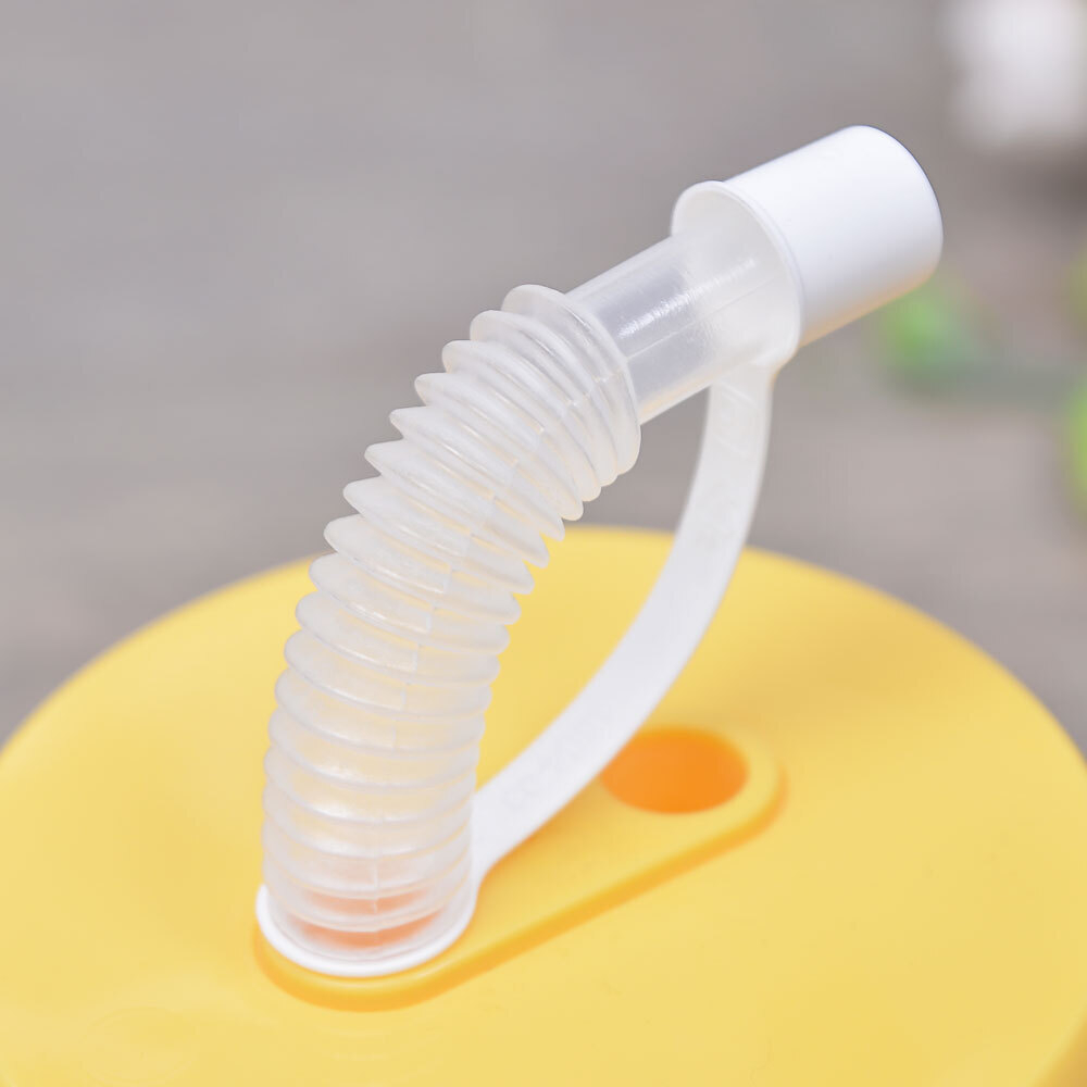 Стакан 420мл с крышкой "Коктейль" с трубочкой c колпачком (желтый)"