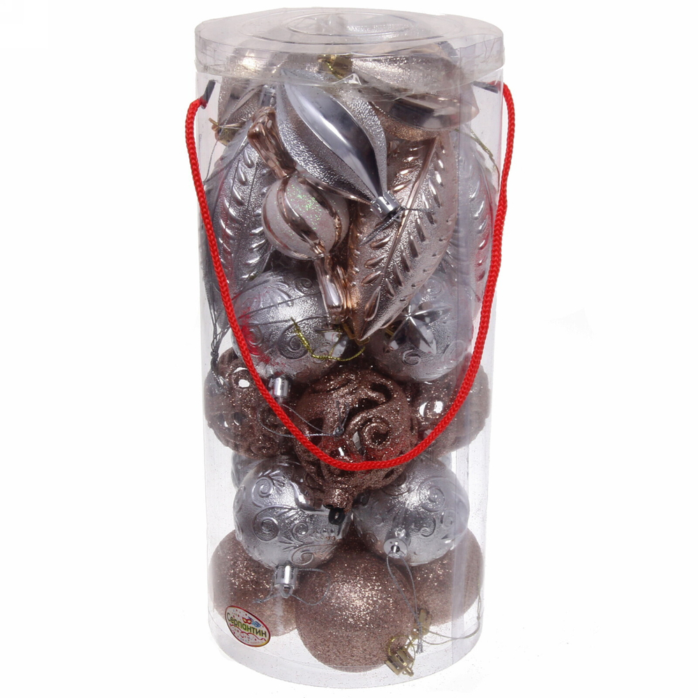 Набор украшений «Зимний вечер» (28 предметов),шампань/серебро