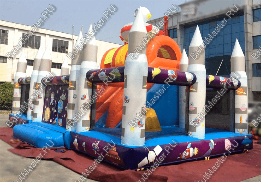 Коммерческий надувной батут "Покоряем космос" 10*6*4 м
