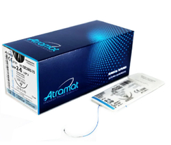 Нить нерассасывающаяся Atramat ПОЛИПРОПИЛЕН синяя 75см, игла обратно-режущая