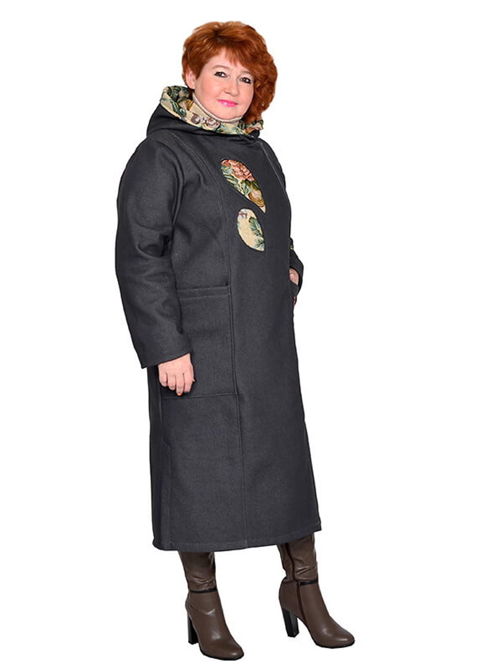 Пальто Полянки, джинс на флисе