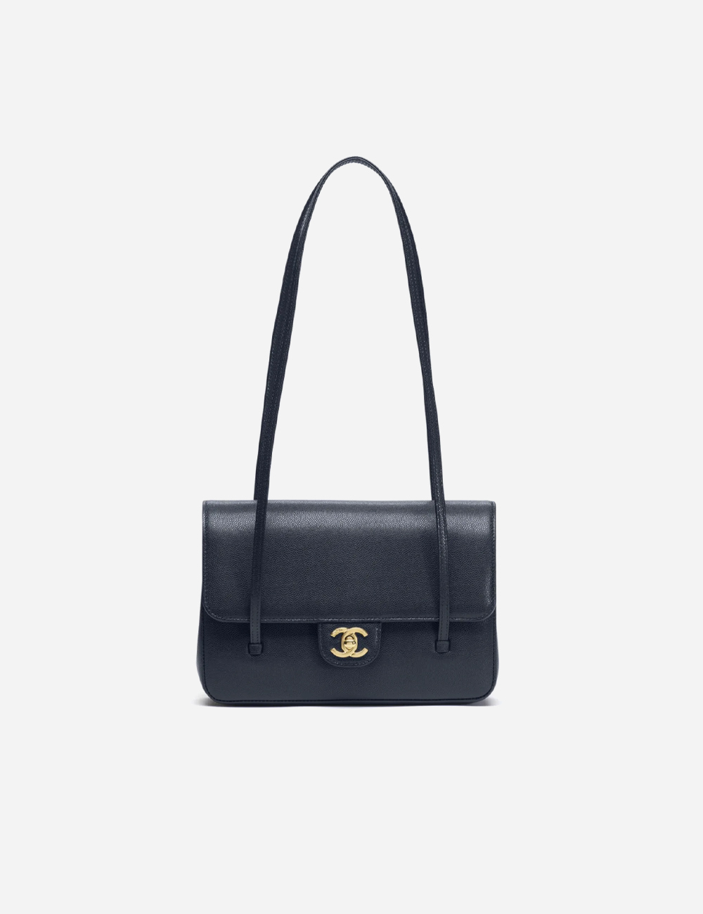 Сумка Chanel Small Flap Bag Grained Shiny Calfskin & Gold-Tone Metal "Dark Blue"