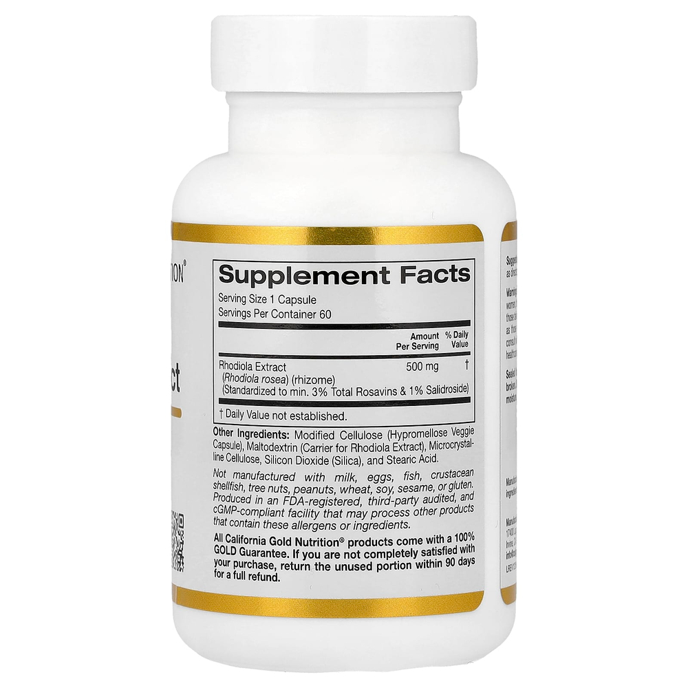 California Gold Nutrition, экстракт родиолы, 500 мг, 60 вегетарианских капсул