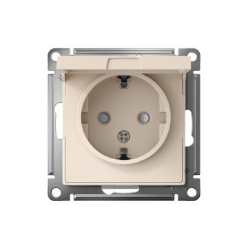 Розетка 1-м СП AtlasDesign 16А IP20 с заземл. защ. шторки с крышкой механизм беж. SE ATN000246