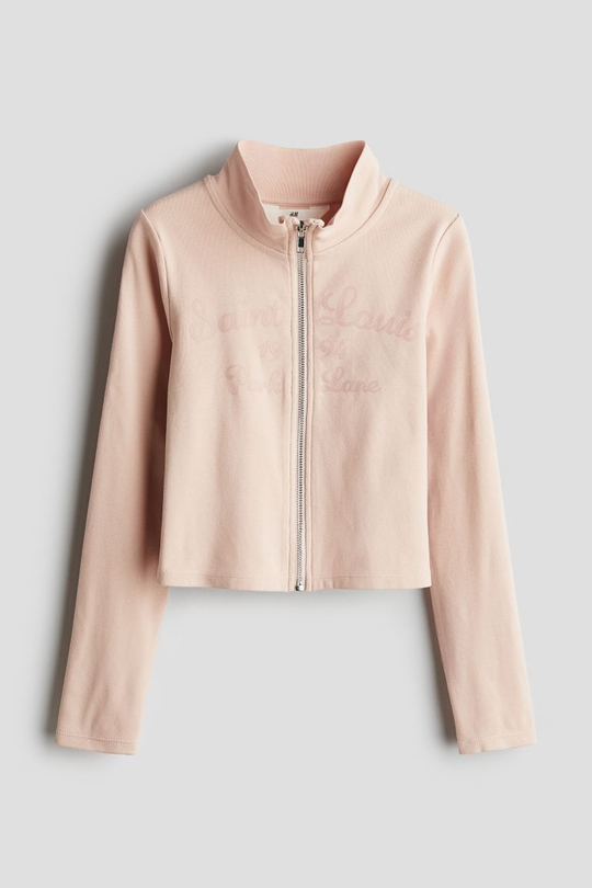 H&M Топ на молнии с контрастными деталями, пыльно-розовый