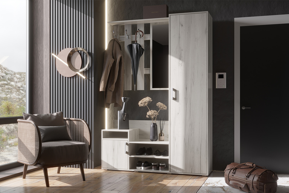 Прихожая Визит, Дуб крафт белый