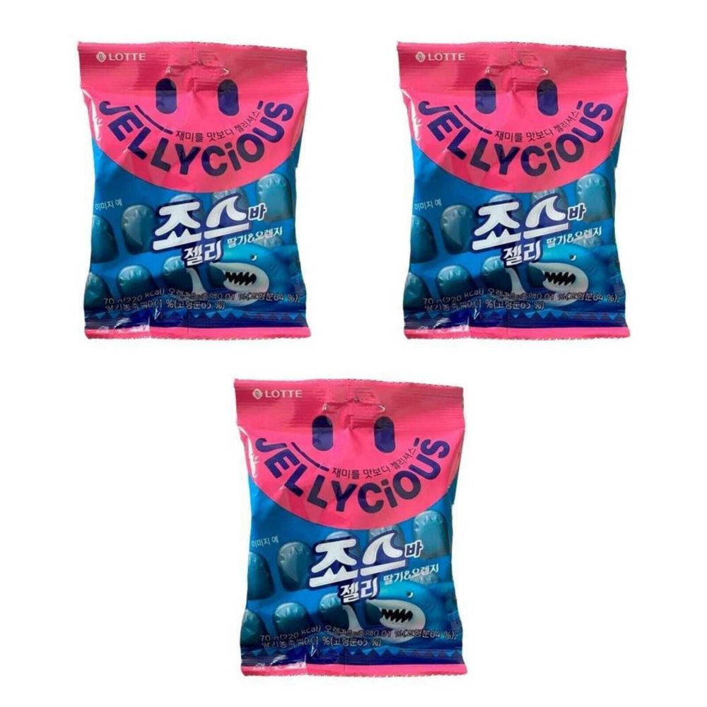 Мармелад Lotte Jellysious Акула апельсин и клубника 70 г 3 шт