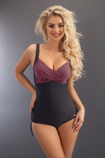 Купальник Valentina с лифом в крапинку (Размер: 40) (Цвет: серый с красным)