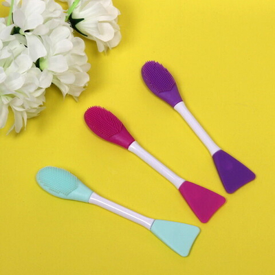 Кисть двухсторонняя для нанесения маски и бережного умывания «Beauty», микс 3 цвета, 16,5см