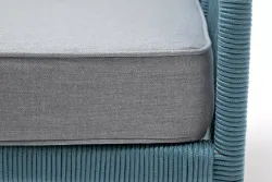 "Канны" кресло плетеное из роупа, каркас алюминий светло-серый (RAL7035) муар, роуп бирюзовый круглый, ткань светло-серая