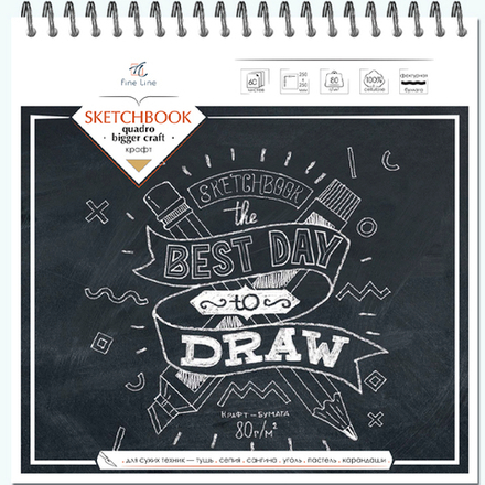 Блокнот-скетчбук QUADRO BIGGER CRAFT 60 листов на металлическом гребне