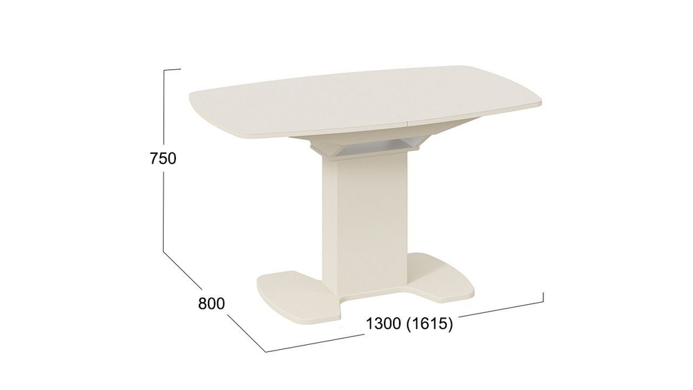 Стол кухонный обеденный раздвижной Белый Глянец/Стекло Белое, Портофино, 110х75х75 см