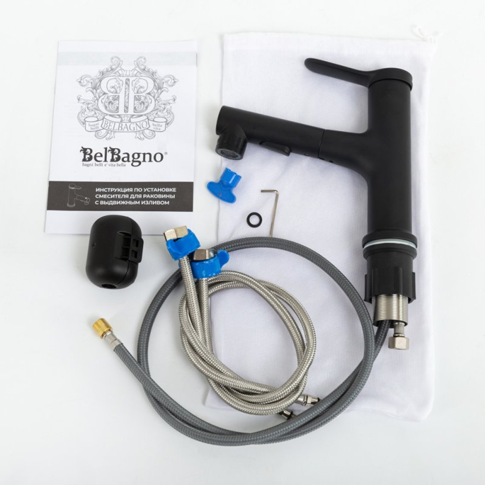 Cмеситель для раковины BelBagno BB-LVMD-NERO-W0 с вытяжным изливом