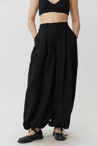 Длинные кюлоты из черного льна