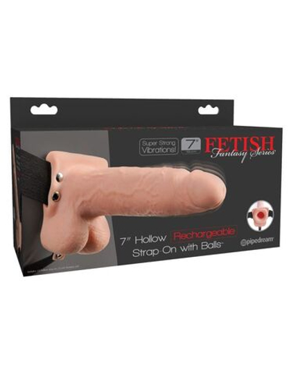 Перезаряжаемый фаллопротез Fetish Fantasy 7 Hollow Rechargeable Strap-on with Balls