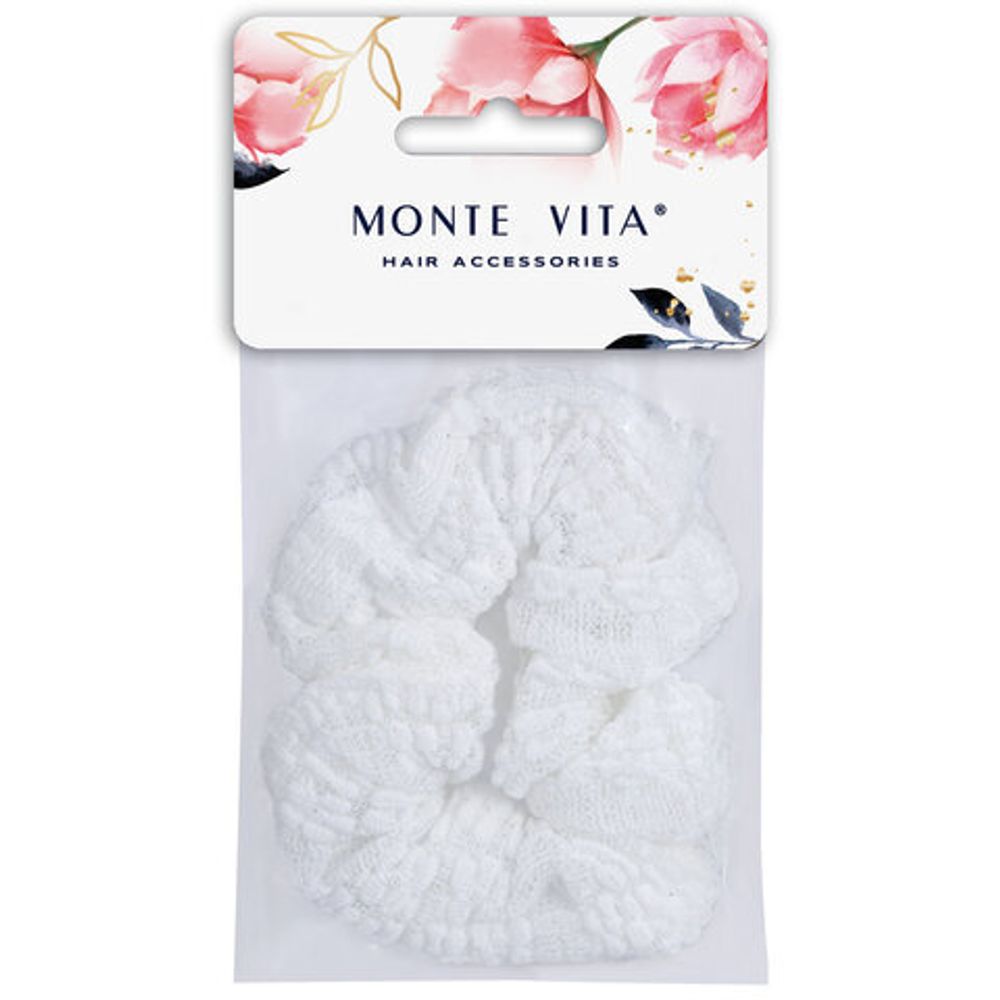 Резинка для волос 3х22 см, скранч, белый, MONTE VITA, 457121