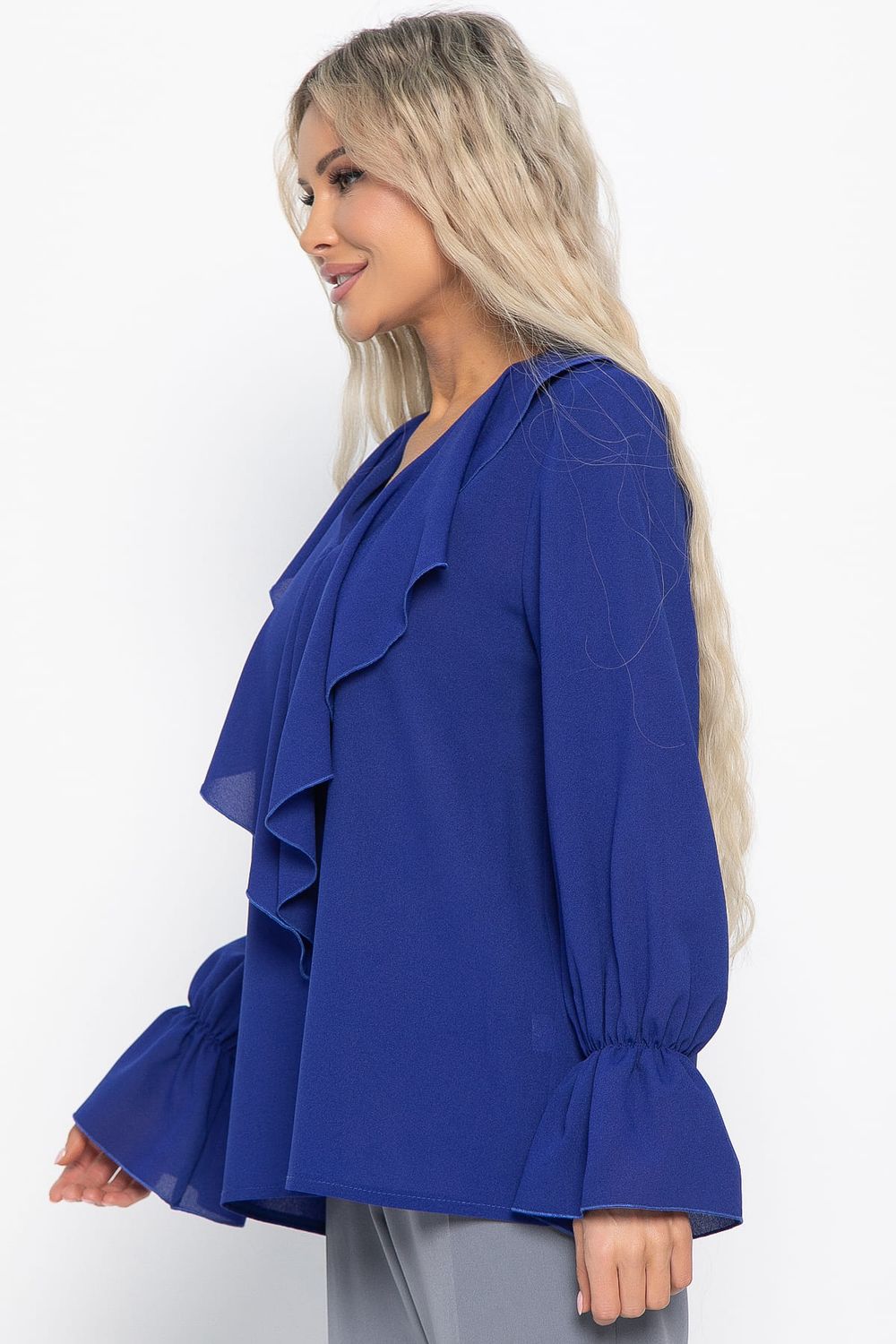 Блуза шифоновая Вэнси (синяя) Б15023-8М LT Collection