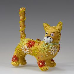 Бисерная ёлочная игрушка Кот