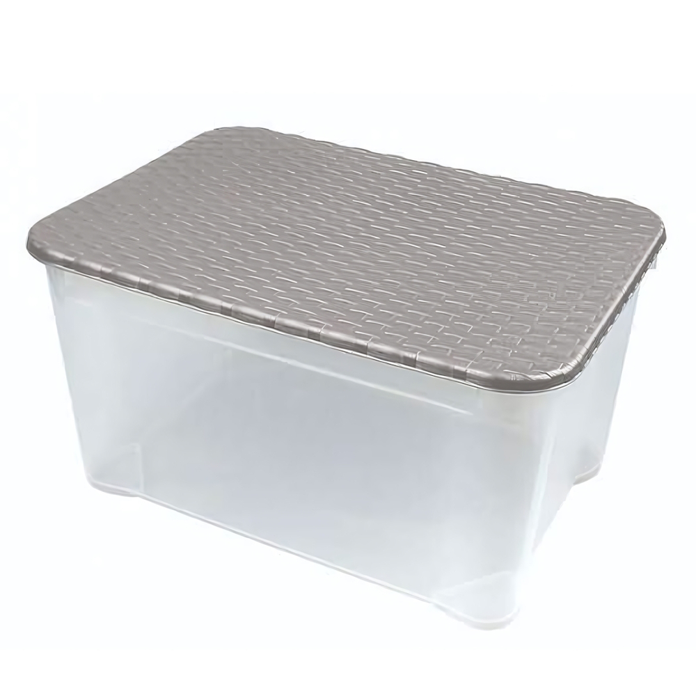 Ящик универсальный с крышкой "ротанг" 555х390х290 мм, 49л (коричневый)