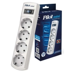 Сетевой фильтр PILOT Mini, 4-розетки, 3м, светло-серый