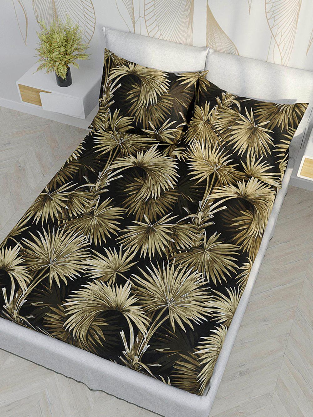 Постельное белье Сказка "Клеопатра" евро Наволочка 50х70 см 2 шт Простынь на резинке 180х200 см Пододеяльник 200х215 см, перкаль