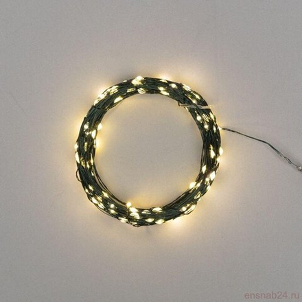 Электрогирлянда внешняя Нить 30м 300LED, теплый белый, 8 режимов, с коннектором, темно-зеленый кабел