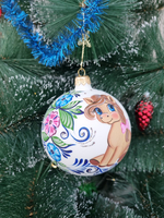 Шар стеклянный "Пони" городецкая роспись, ручная работа