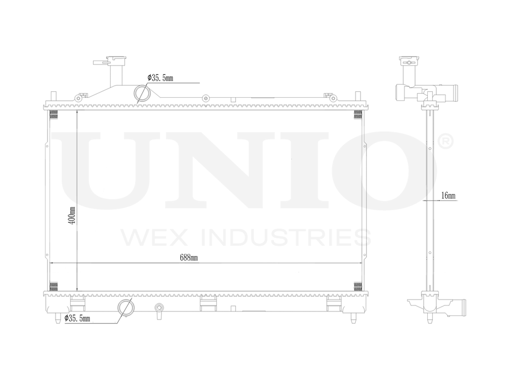 Радиатор охлаждения двигателя UNIO RAD-10048