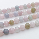 Берилл+кварц бусины, диаметр около 6,4-6,6 мм, цена за 29-30 шт (1/2 нити)