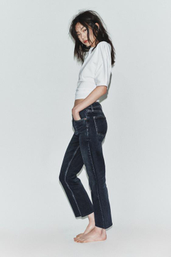 ZARA ДЖИНСЫ TRF CROPPED FLARE С ВЫСОКОЙ ПОСАДКОЙ, МОРСКОЙ СИНИЙ