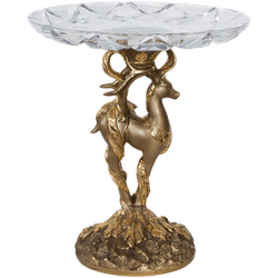 Фруктовница Лань Артемиды Бронза со стеклянной чашей