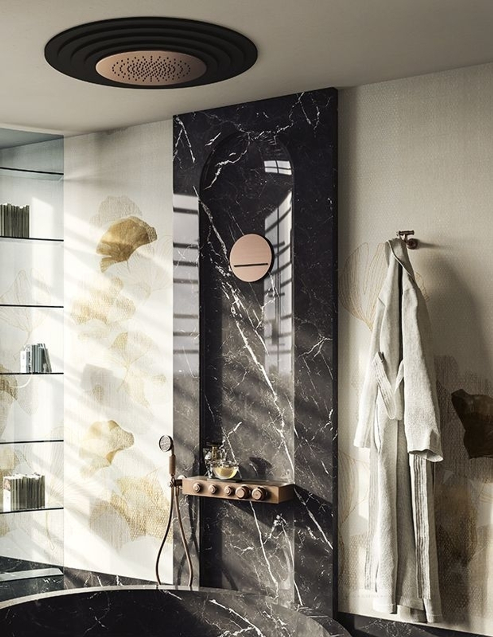 Ручной душ Gessi Venti20, с шланговым подсоединением, держателем, шлангом, цвет Brass PVD