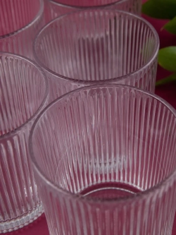 Набор ребристых бокалов для виски, 350 мл. 6 шт. Прозрачные