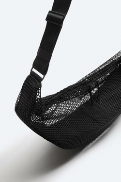 ZARA СЕТЧАЯ СУМКА ЧЕРЕЗ ПЛЕЧО XL, ЧЕРНЫЙ